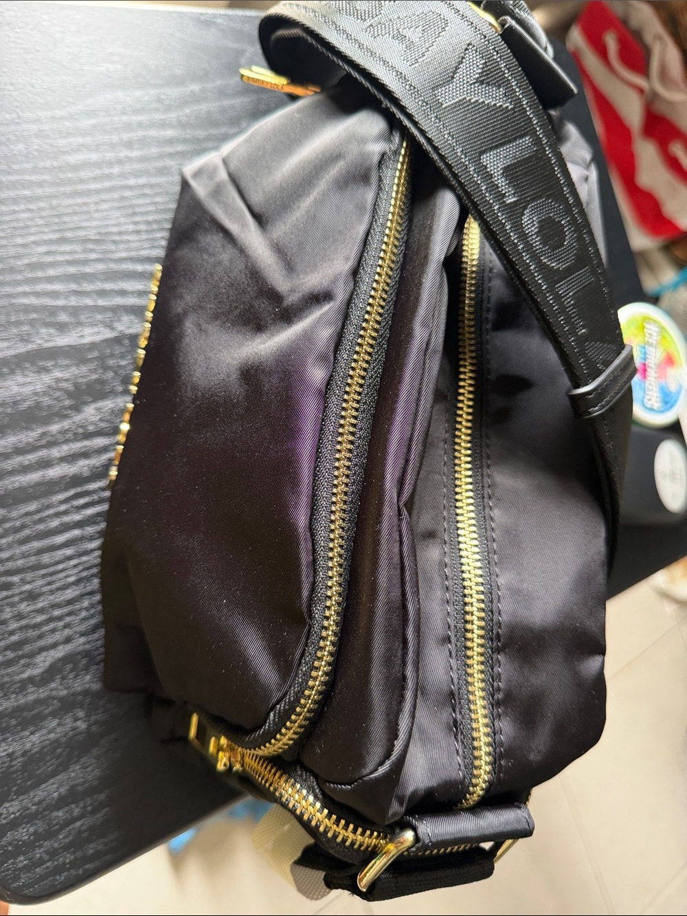 Bimba y Lola Black Crossbody Bag with Gold Hardware - Picture 3 of 5